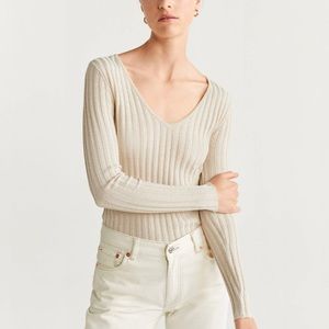 Mango Metallic Knit Sweater Size L